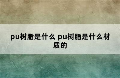 pu树脂是什么 pu树脂是什么材质的